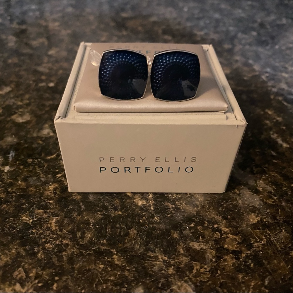 Perry Ellis Portfolio Navy Blue Cufflinks(STORE DOESN’T CARRY ANYMORE) NEW